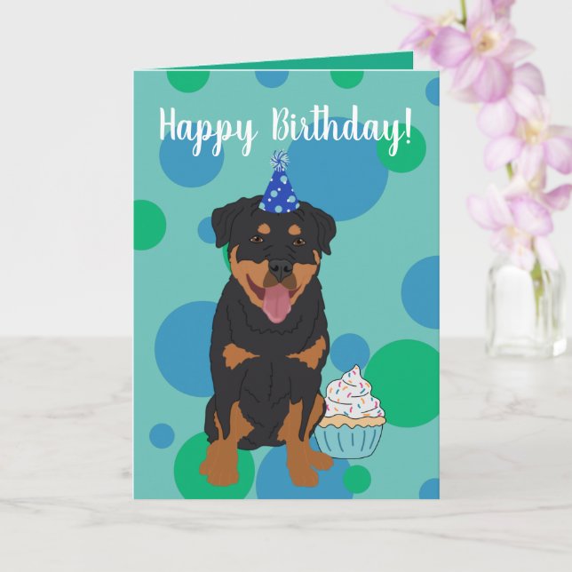 Tarjeta de cumpleaños Rottweiler (Orquídea)