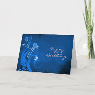 Tarjeta de cumpleaños Royal Blue Floral Happy