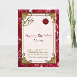 Tarjeta de cumpleaños Ruby Birthstone de julio