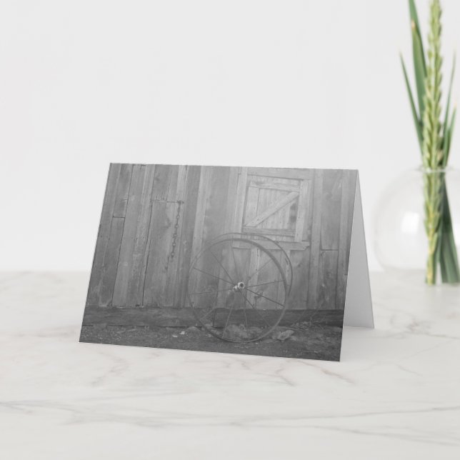 Tarjeta de cumpleaños "Rueda de vagón blanco y neg (Anverso)