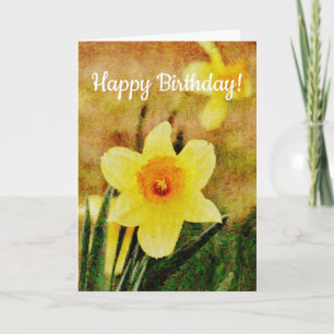 Tarjeta de cumpleaños Rustic Daffodil Flower