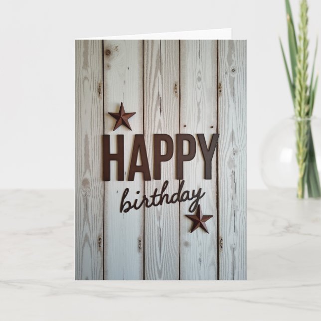 Tarjeta de cumpleaños Rustic Star (Anverso)