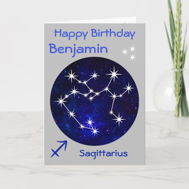 Tarjeta de cumpleaños Sagittarius Zodiac (Anverso)