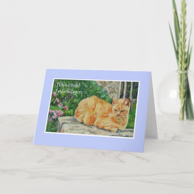 Tarjeta de cumpleaños, saludo danés, gato del (Anverso)