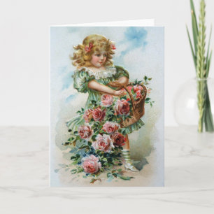 Tarjeta de cumpleaños saludos Rosas Chica victoria