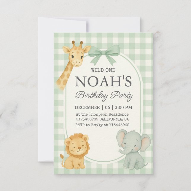 Tarjeta de cumpleaños salvaje de un Safari (Anverso)