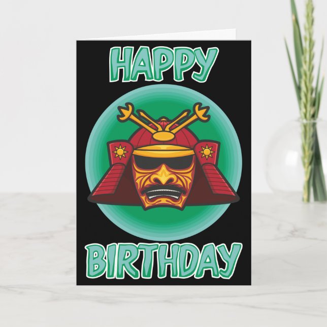 Tarjeta de cumpleaños Samurai Helmet (Anverso)