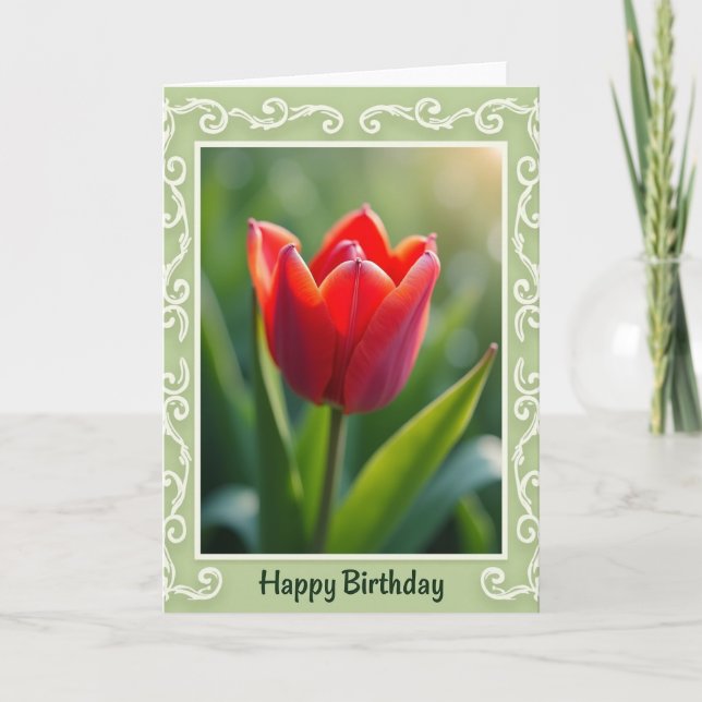 Tarjeta de cumpleaños Scarlet Bloom (Anverso)