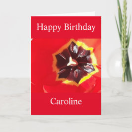 Tarjeta de cumpleaños Scarlet Red Tulip