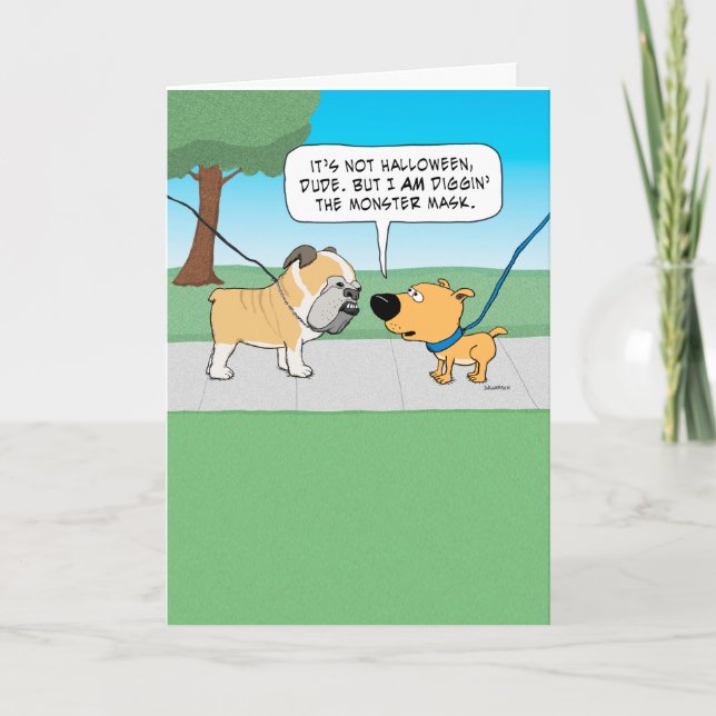Tarjeta de cumpleaños Scary Bulldog Face (Anverso)