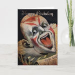 Tarjeta de cumpleaños Scary Clown<br><div class="desc">Personalizado restaurado,  imagen de payaso vintage de alta calidad.</div>