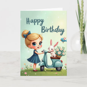 Tarjeta de cumpleaños scooter dulce