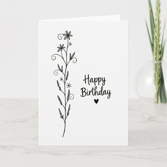 Tarjeta de cumpleaños Script Bloom (Anverso)