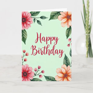 Tarjeta de cumpleaños Script Blossom