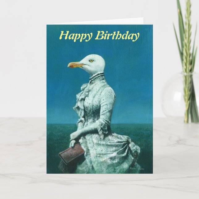 Tarjeta de cumpleaños Seagull Lady (Anverso)