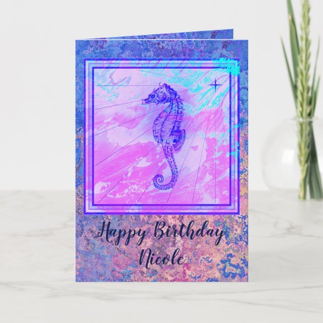 Tarjeta de cumpleaños Seahorse (Anverso)
