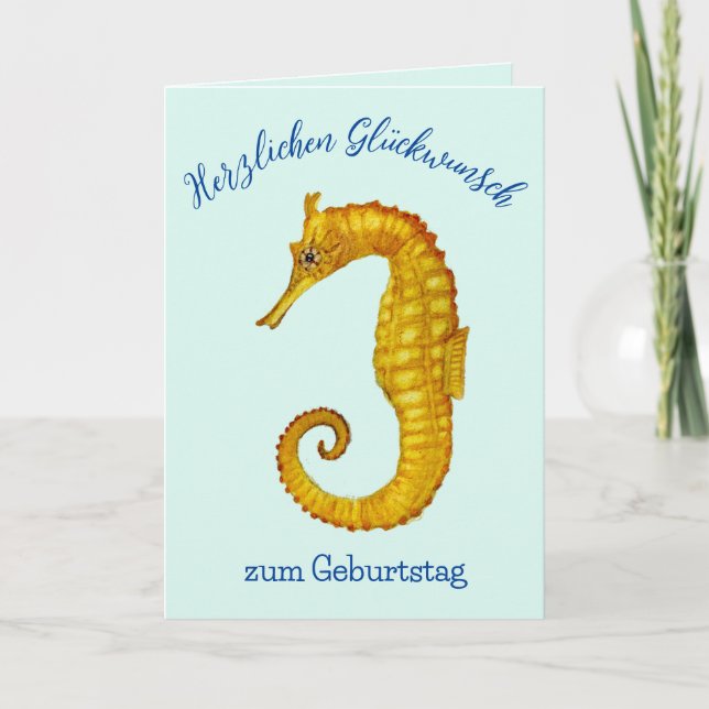 Tarjeta de cumpleaños Seahorse Happy (Anverso)