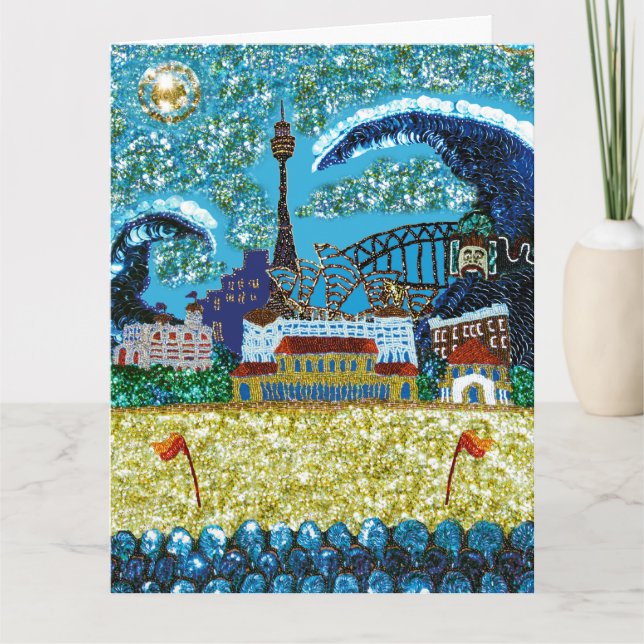 Tarjeta de cumpleaños Sequin Art | Bondi Beach, Au (Anverso)