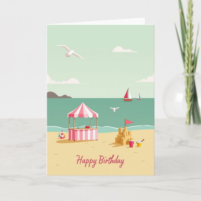 Tarjeta de cumpleaños serena de la costa (Anverso)