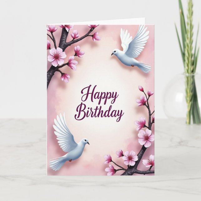Tarjeta de cumpleaños Serene Dove (Anverso)