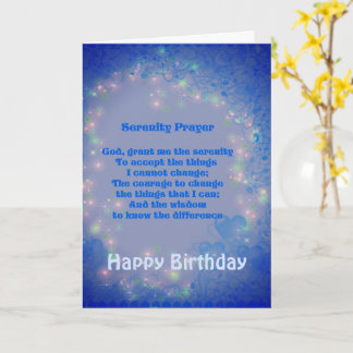 Tarjeta de cumpleaños Serenity Prayer Blue Hearts