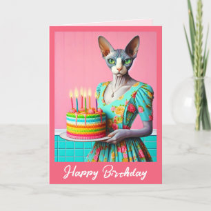 Tarjeta de cumpleaños   Sfinx Cat 6Velas de cumple