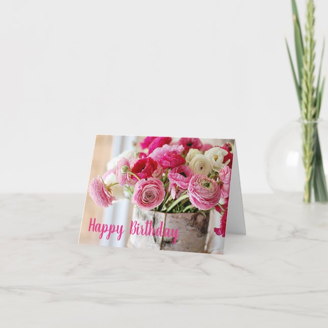 Tarjeta de cumpleaños - Shabby Chic Bouquet (Anverso)