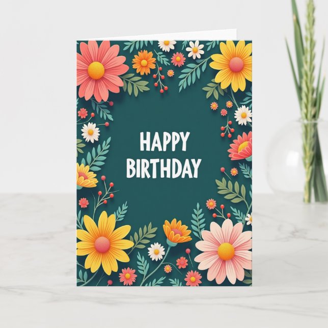 Tarjeta de cumpleaños Shaded Blossom (Anverso)