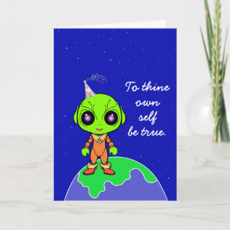 Tarjeta de cumpleaños shakespeariana con alienígen