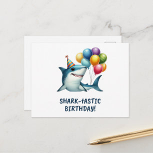 Tarjeta de cumpleaños Shark-tástico