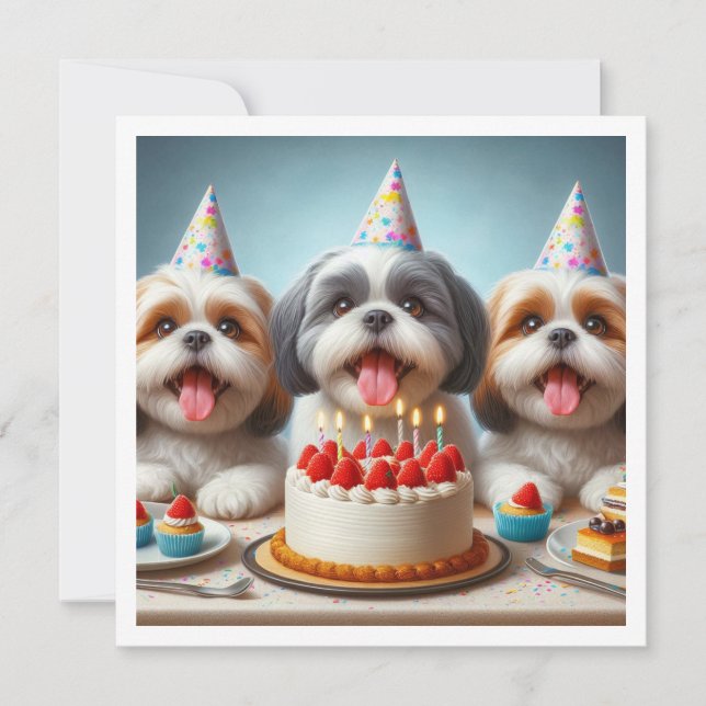 Tarjeta de cumpleaños Shih Tzu, perro Shih Tzu (Anverso)