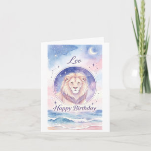 tarjeta de cumpleaños signo zodiacal Leo
