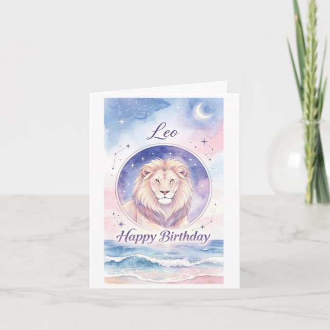 tarjeta de cumpleaños signo zodiacal Leo (Anverso)