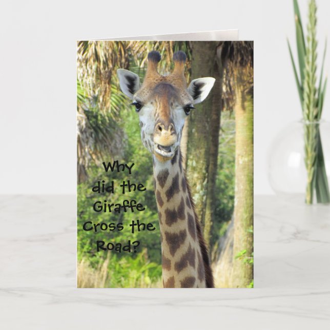 Tarjeta de cumpleaños Silly Giraffe (para niños) (Anverso)