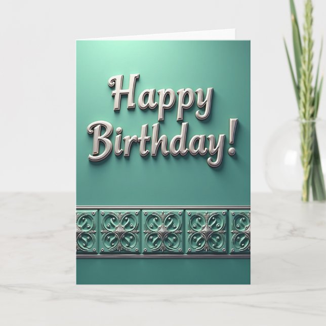 Tarjeta de cumpleaños Silver Script (Anverso)