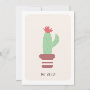 Tarjeta de cumpleaños simple de cactus verde alto