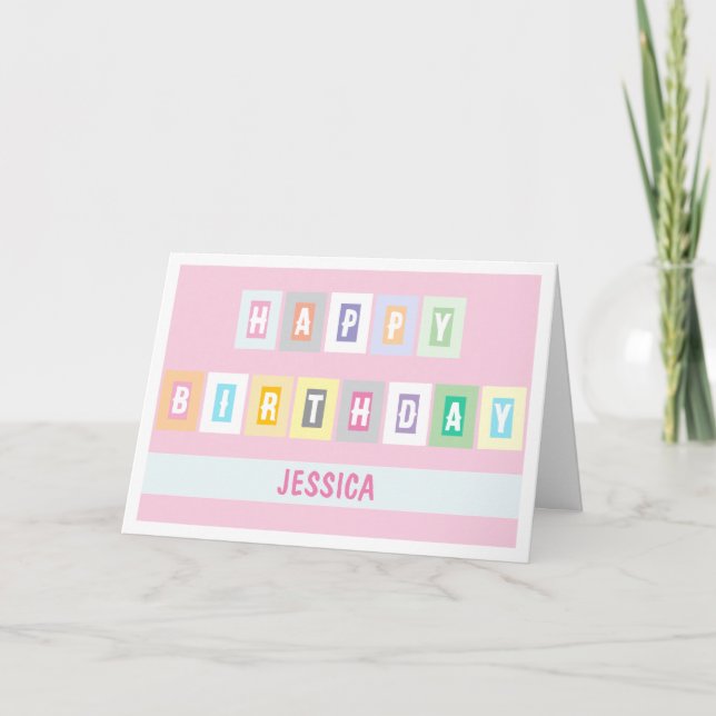 Tarjeta de cumpleaños simple moderna brillante y a (Anverso)