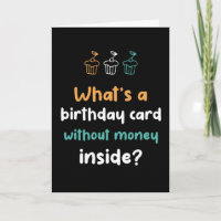 Tarjeta de cumpleaños sin dinero dentro de un cump