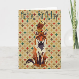 Tarjeta de cumpleaños Sir Fox Alot y Owl