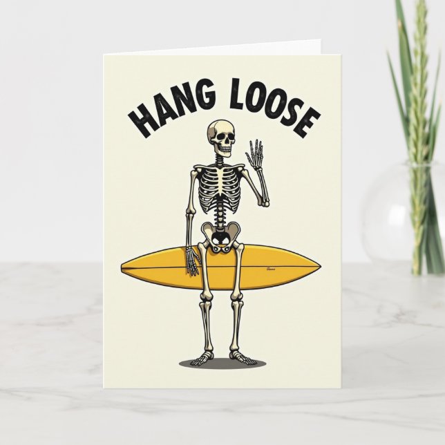 Tarjeta de cumpleaños Skeleton Surfer (Anverso)