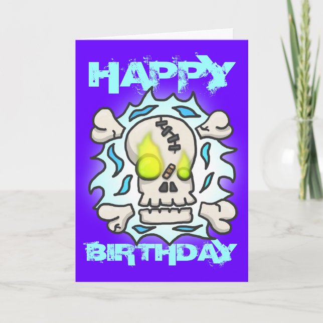 Tarjeta de cumpleaños Skull Flame (Anverso)