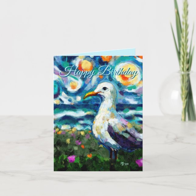 Tarjeta de cumpleaños Sky de Seagull Van Gogh Styl (Anverso)