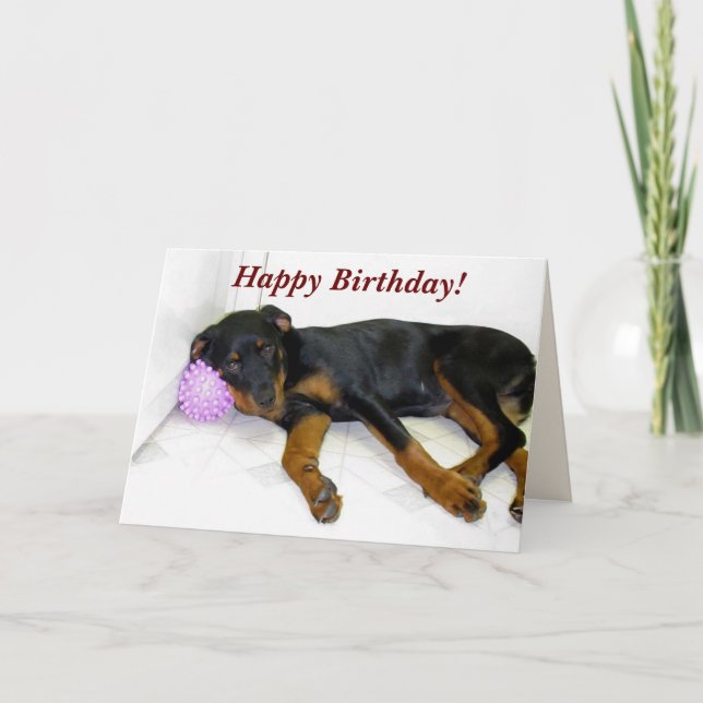 Tarjeta de cumpleaños Sleepy Heidi y Ball (Anverso)