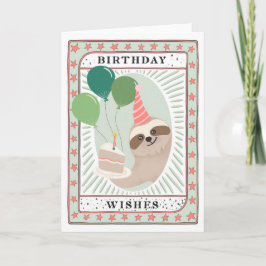 Tarjeta de cumpleaños Sloth | Tarjeta de tarta de 