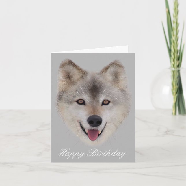 Tarjeta de cumpleaños Snow Wolf (Anverso)