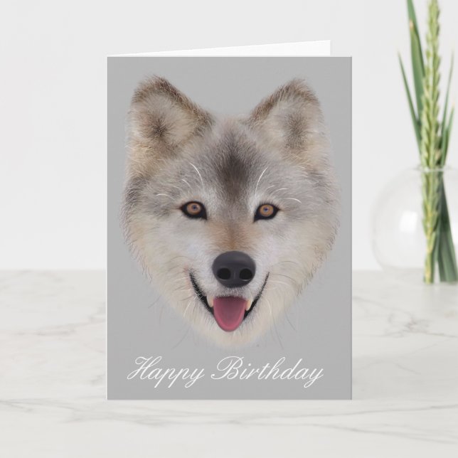 Tarjeta de cumpleaños Snow Wolf (Anverso)