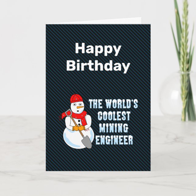 Tarjeta de cumpleaños Snowman, ingeniero minero má (Anverso)