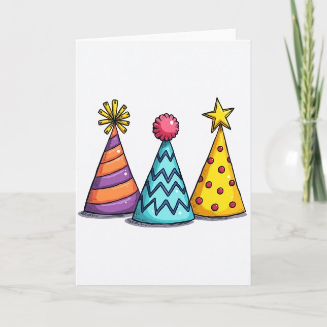 Tarjeta de cumpleaños Sombreros Alegres (Anverso)