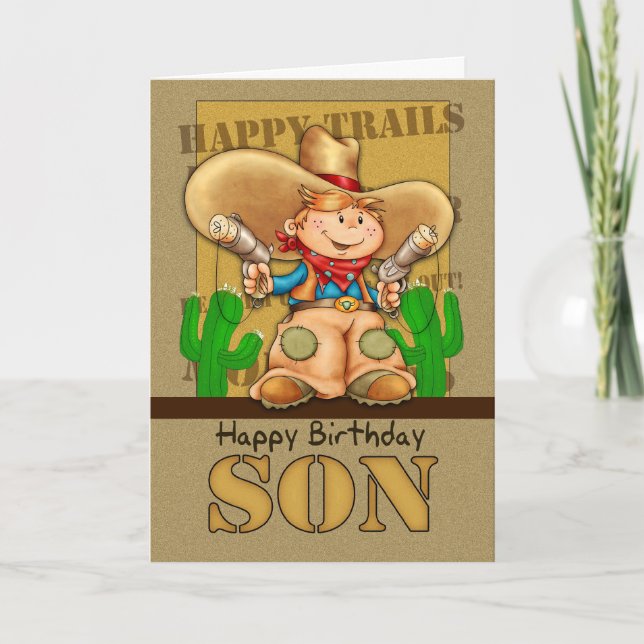 Tarjeta de cumpleaños Son Cowboy - Rootin' Tootin' (Anverso)