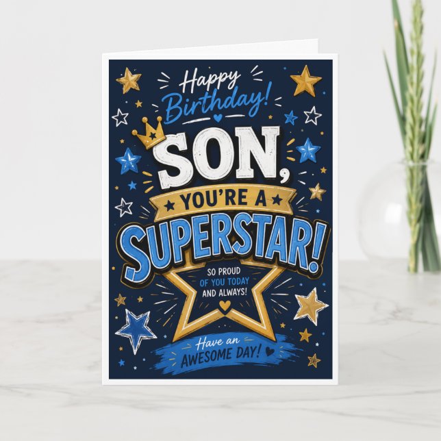 Tarjeta de cumpleaños Son Eres una Superestrella  (Anverso)
